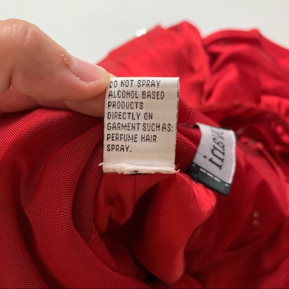 Jovani Red Silk Evening Gown | Size 18 | Beaded Formal Dress Elegance - Picture 5 of 8